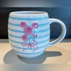 Disney Parks 2026 Floral Mickey Striped Bow Coquette Ceramic Coffee Mug NEW